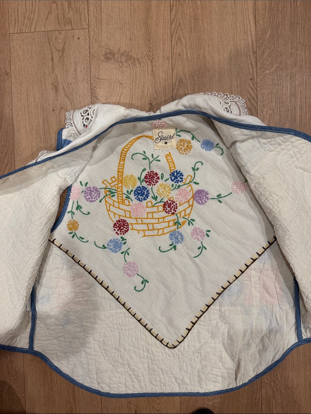 Swirl Vintage Quilted Upcycled Handmade Vest - Picture 4 of 6